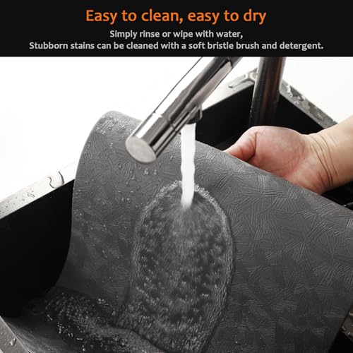 Gray Plastic Placemats Set of 8, Faux Leather Waterproof Table Mats - color: Gray
