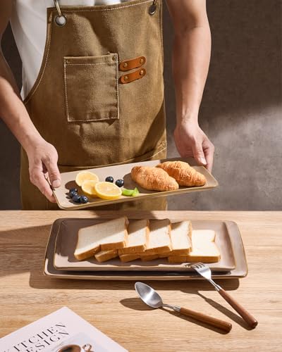 Famiware Serving Platters Set of 3 Sizes - Rectangular, Cinnamon Brown - color: Cinnamon Brown