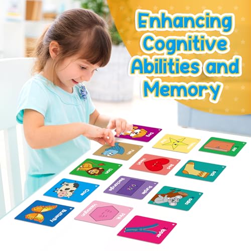 Torlam Toddler Flash Cards Baby Cognitive Flashcards for Kids, Learning Alphabet, Numbers, Shapes & Colors, Animals, First Words, Body Parts, Foods, Preschool Kindergarten Activities Educational Toys - size: Classic Size 60 Cards