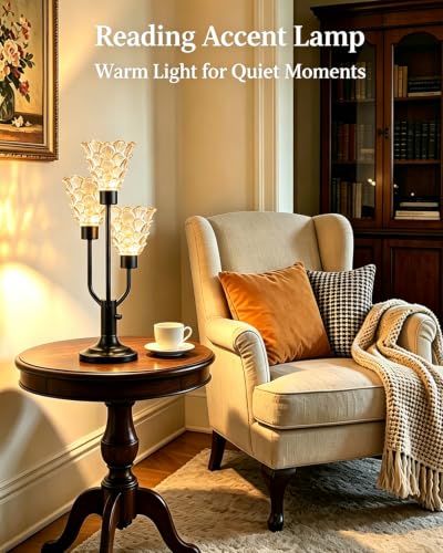 Lightdot Mid Century Modern Glass Table Lamp Vintage Lamp Gift Dimmable - color: 22-Black-Amber-Shell