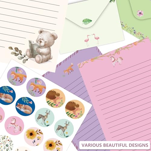 Sweet Cute Stationery Set, 92PCS Stationary Paper and Envelopes Set, 60 Writing Paper 30 Envelopes 2 Sticker Sheets, Vintage Stationery Sets for Letter Writing - style: sweet