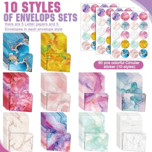 TaoBary 160 Pcs Marble Stationery Paper and Envelopes Set, 5.5 x 8.25'' - size: 5.5 x 8.25 Inch, style: Marble