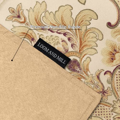 Loom and Mill Luxury Damask Floral Placemats Set of 6, Khaki, 12x18 in - color: Khaki, size: 6 Piece-12x18 inch