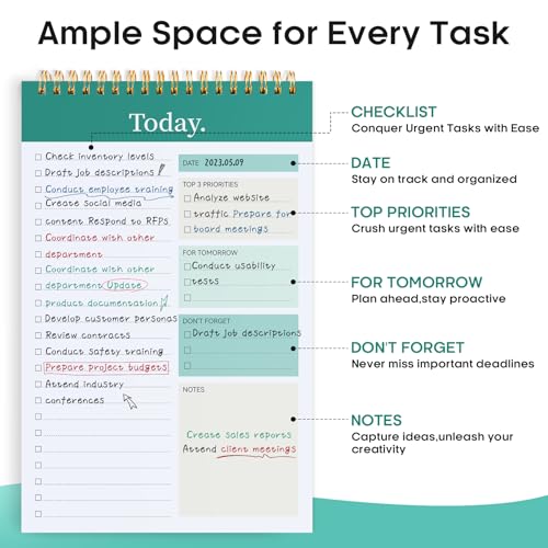 Taja To Do List Notepad, Undated Daily Planner for Work and Goal Setting - color: a-Greenery Sway, size: 6 Pack