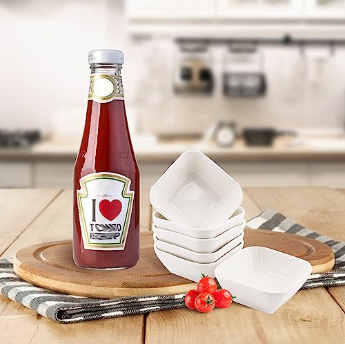 Ultra-Strong 3 Oz 6 Pack Ceramic Dip Bowls Set, Mini Bowl Soy Sauce Plate, Condiment Server, Can be Used for Ketchup, Vinegar,BBQ and Party Dinner