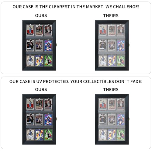 9-Card Sports Card Display Case for Graded Cards, Lockable - size: 9 Cards