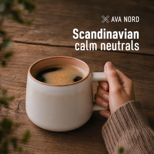 Ava Nord Large Stoneware Ceramic Coffee Mugs Set of 2 | 20 oz | Rose Sand - color: Rose Sand, size: 20 Oz