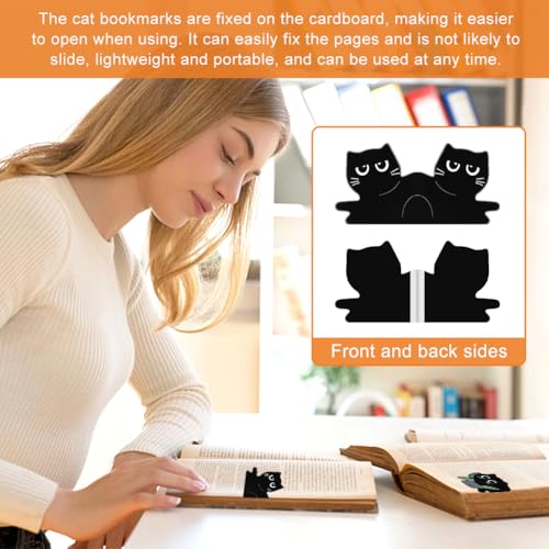 10pcs Magnetic Bookmarks,Cute Black Cat Bookmark Magnetic Bookmarks for Reading Women Men Teacher,Personalized Magnet Bookmark Clips Bookish Gift for Book Lovers,Page Markers