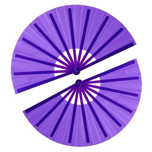13inch Large Rave Fan Popping Fan Clacking Fans for Line Dancing,Hand Fans for Women Foldable,Boots on The Ground Fan,Portable for Outdoor,Wedding,Party,Decoration(Purple,2 Packs) - color: Purple