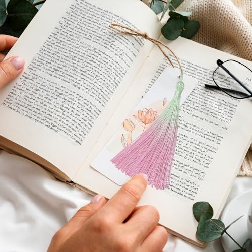 50Pcs 5 Inch Bulk Bookmark Tassel Kit for Graduation, Keychain(Green Pink) - color: Green&pink