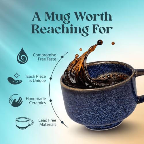 NOVA CERAMICS Navy Blue Extra Large Coffee Mug - 16 oz Ceramic Mug - Abyss - color: Abyss