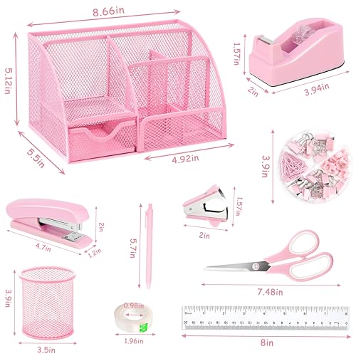 Scindaly Office Desk Accessories 12-Piece & Desk Organizers and Accessories - color: Pink