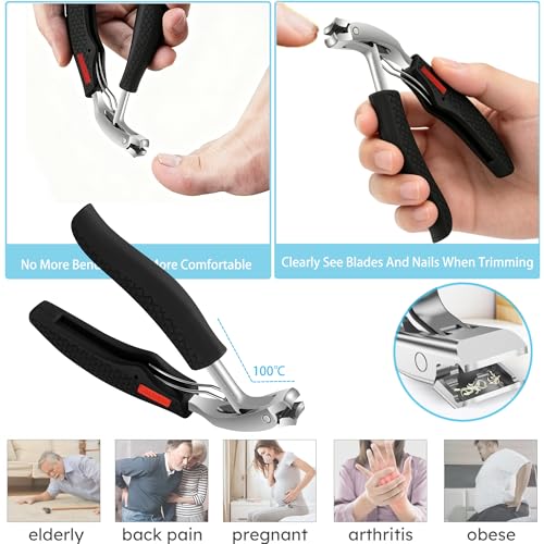 Toenail Clippers for Seniors Thick Toenails, Professional Large Toe Nail Cutter & Trimmer for Men and Women, Pedicure Knife Tools, Ingrown Toenail Removal Kit, Ultra Sharp Fingernail Clippers 8 Pcs