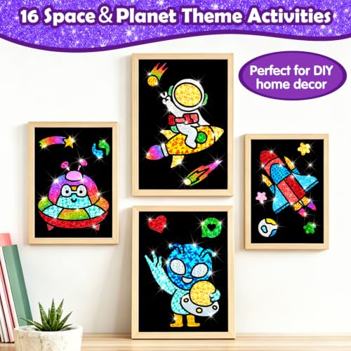 FUNNYB&G Foil Art Craft Kit for Kids, Sparkly Birthday Gift Toy for Boys - style: Space