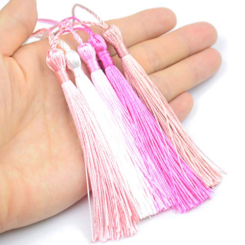100Pcs 5 Inch Silky Bookmark Tassels for Jewelry, Souvenir(Mixed Red) - color: Mixed Red