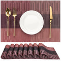 Placemats Set of 8, Vinyl Woven Heat-Resistant Place Mats - color: Purple Red, size: Set of 8