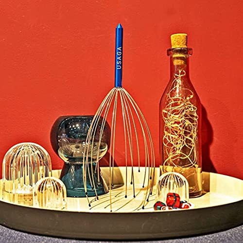 USAGA Head Massager Scalp Massager 20 Fingers Head Scratcher (Red & Blue) - color: Red & Blue