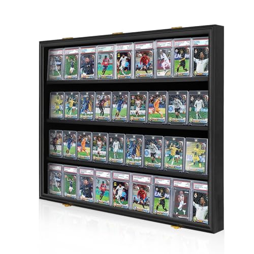 36 Graded Sports Card wall-Mounted Display case for Shows, Black - size: 36 Card - Black - Horizontal