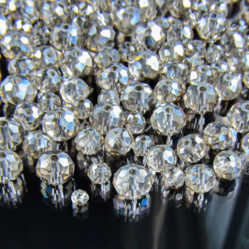 800Pcs 4/6/8/10mm Crystal Glass Beads for Jewelry Making Beads for Bracelets Necklace Pendants Making Supplies(Gray) - color: Gray, size: 4/6/8/10mm 800pcs