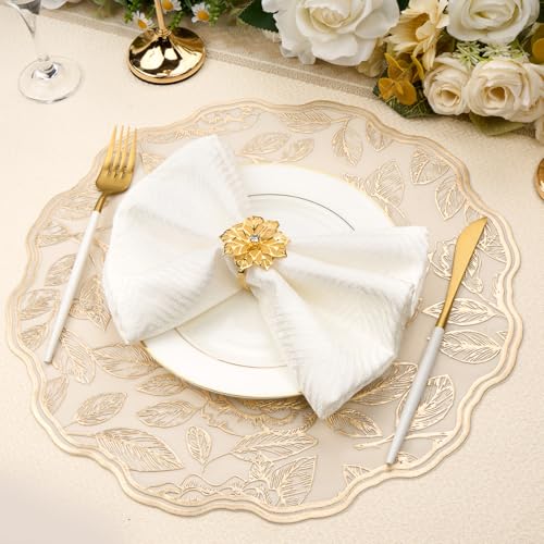15'' Round Placemats Gold Rose Table Mats Set of 6 - color: Gold Rose