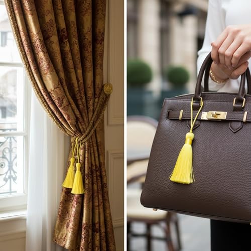 20Pcs 4.3 Inch Silky Mini Craft Tassels for Earrings, Souvenir(Yellow) - color: Yellow