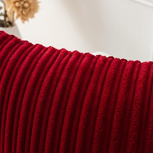 Kevin Textile Striped Corduroy 16”x16” Pillow Covers 2 Pack, Burgundy - color: Burgundy, size: 16" x 16" (Pack of 2)