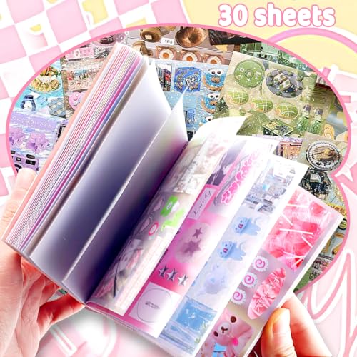 Tmtains 30 Sheets Japanese Sticker Book for Scrapbook 700+Pcs Heisei Retro Korean Sticker for Journaling Pink Aesthetic Stickers Book for Adults DIY Craft Scrapbooking Junk Supplies (Dive into Dreams) - color: Ap-pink