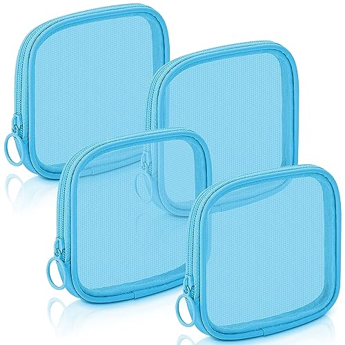 Weewooday 4Pcs Mesh Makeup Bag, Blue, Small, Classic - color: Blue, size: Small, style: Classic