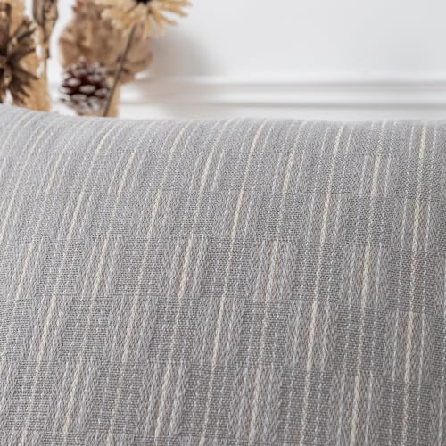 Kevin Textile Pack of 2 Farmhouse Throw Pillow Covers Boho Woven Texture Linen Striped Decorative Pillow Cases for Couch Bed and Chair, Grey 18 x 18 inches 45 x 45 cm - color: A-grey, size: 18" x 18" (Pack of 2)