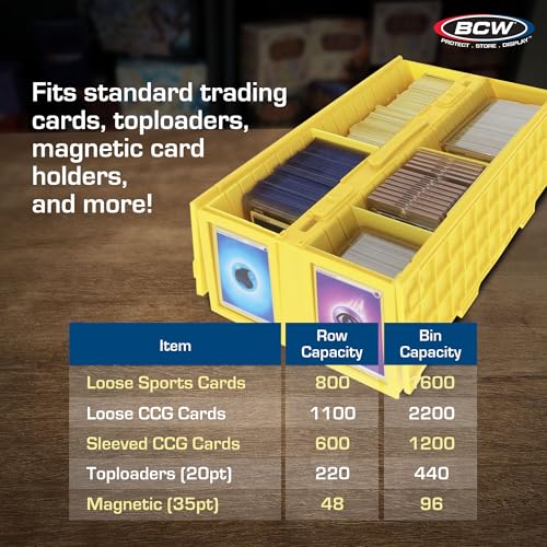 BCW Collectible Card Bin - Holds up to 1600 Cards - Yellow | Large Storage Box for Loose Trading Cards | Pokemon, MTG, and Storage Boxes - Single