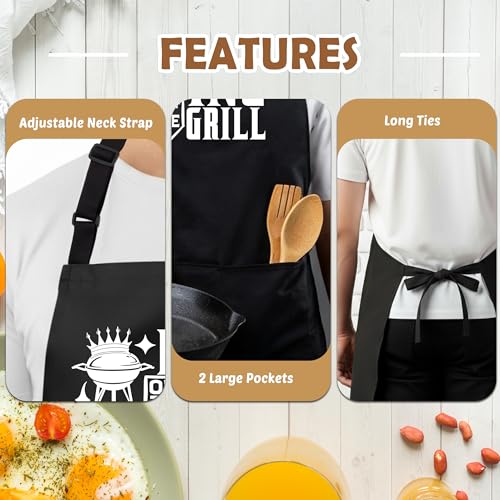 King of the Grill Funny Aprons for Men with 2 Pockets, Cooking Apron for Dad, Gag Gifts for Men, Adjustable BBQ Grilling Apron for Husband, Chef Kitchen Gifts for Birthday & Father’s Day - A20 - color: King of the Grill 3