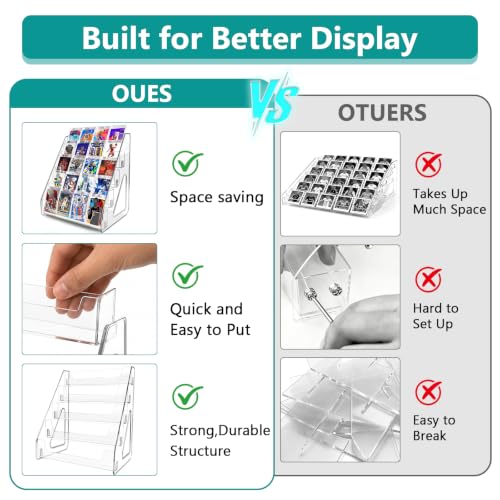 5 Tier Acrylic Card Display Stand，Baseball Basketball Trading Card Display Stand for PSA/ BGS /SGC Slabs, Snap-On Assembly