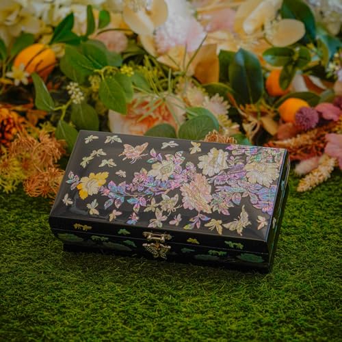 February Mountain Exquisite Mother-of-Pearl Floral and Butterfly Lacquer Jewelry Box - Elegant Gift for Women - style: Colorful Butterfly
