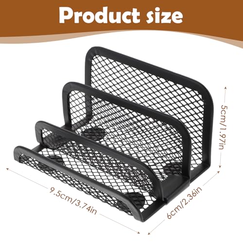 Chris.W Desktop Stacking Business Card File Holder/Stand from, 3-Tier, Metal Mesh Collection (Black)
