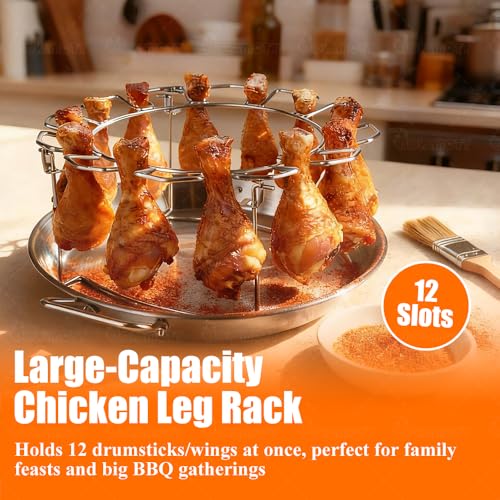 Vertical Skewer Gyro Spit Pan with Chicken Leg Rack for Grill, 13 Inch Stainless Steel-Shawarma Stand for Oven, Al Pastor Skewer with 8-12 Inch Sticks, for Tacos, Chicken Drumstick, Brazilian - size: 13" Pan With Chicken Leg Rack