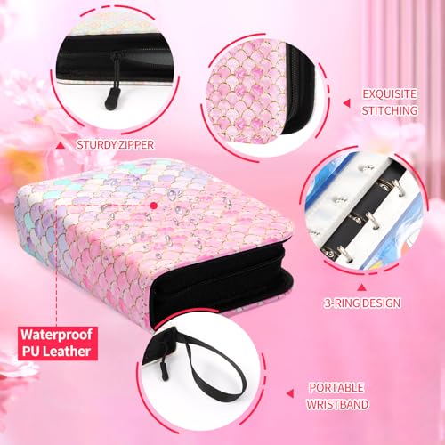CLOKORIA Small 1 Pocket Card Binder for Cards,Mini Trading Card Binder Holder Fits 80 Cards with 40 Removable Sleeves,Card Collection Binder Album Book Case for TCG,MTG,Sports Games (Fish scales) - color: Fish scales