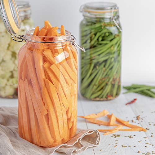 Glass Jars with Airtight Lids 67 oz [Set of 2] - size: 67 oz