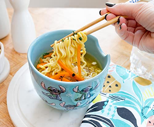 Disney Lilo & Stitch Japanese Ceramic Dinnerware Set | Includes 20-Ounce Ramen Noodle Bowl and Wooden Chopsticks - color: Lilo and Stitch