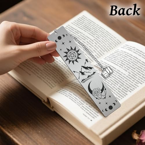 Peacoblue Moon Phase and Mountain Metal Bookmark, Book Mark for Readers - style: Moon Phase And Mountain