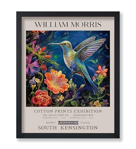 Poster Master William Morris Poster - Hummingbird and Flowers Print - Botanical Art - Exhibition Art - Farmhouse Print - Floral Illustration - Aesthetic Living Room or Office Wall Decor - 8x10 UNFRAMED Wall Decor - color: Style-06, size: 8"L x 10"W