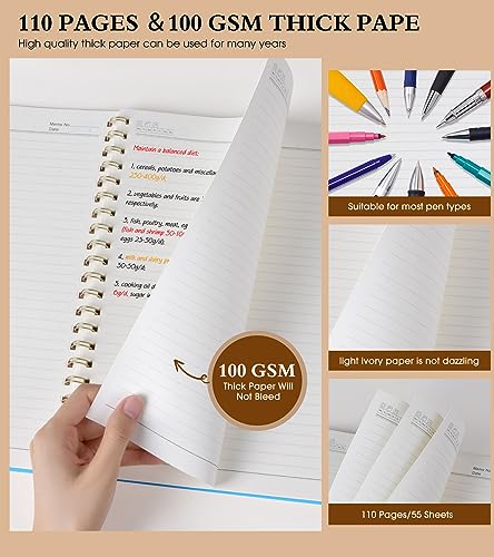 UEBZFOCS Spiral Notebook Journal 8.5” x 11”, Lined Notebooks for Women Men, A4 Large College Ruled Journal, 100 GSM Paper, Plastic Hardcover Spiral Bound Journals for Work School Business, Blue - color: Blue, size: Line