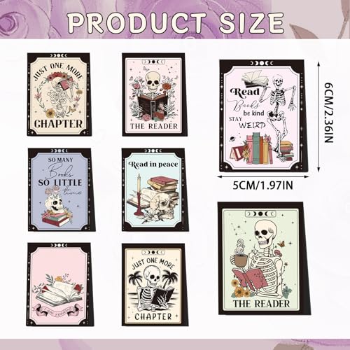 Wxiben Skeleton Magnetic Bookmark Gifts - 8Pcs Skull Flower Bookmarks Magnetic Skeleton Reading Book Mark Magnets Bookmark Page Markers Clip for Women Book Lover Bookish Reader Students Teachers - style: Skeleton Reading