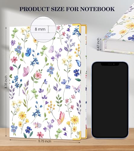 Lined Journal Notebook for Women, A5 Hardcover Leather Journaling Notebooks for Writing, 200 Pages Travel Journal, College Ruled Notebook for Work School, Note Taking 5.75'' X 8.38'' Purple Floral - color: Purple Flower