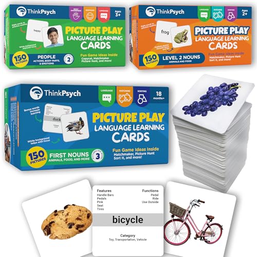 ThinkPsych Flash Cards Bundle - 450 Picture Cards for Autism Speech Therapy - style: Picture Play Bundle (All 3 Sets - 450 Cards)
