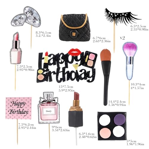 12 PCS Makeup Cake Toppers Set with Clay Cosmetic Decorations