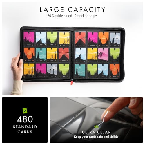 Vault X 12 Pocket Zip Trading Card Binder 480 Cards Exo-Tec (Red) - color: Red, size: 12 Pocket
