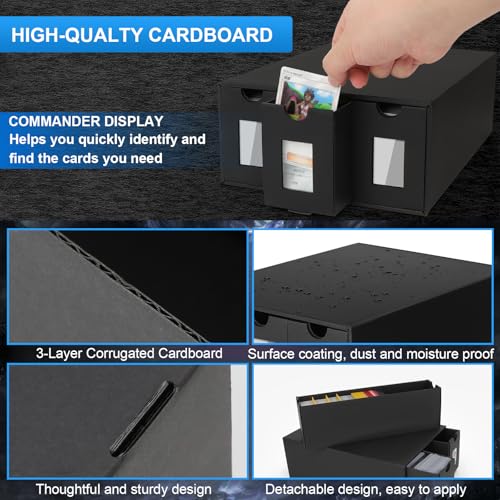 Trading Card Storage Box for 21000+, Card Deck Box for MTG Commander Display, Card Organizer Box with 72 Card Dividers, Labels & Tapes, Compatible with TCG, PTCG, MTG and Sport Cards