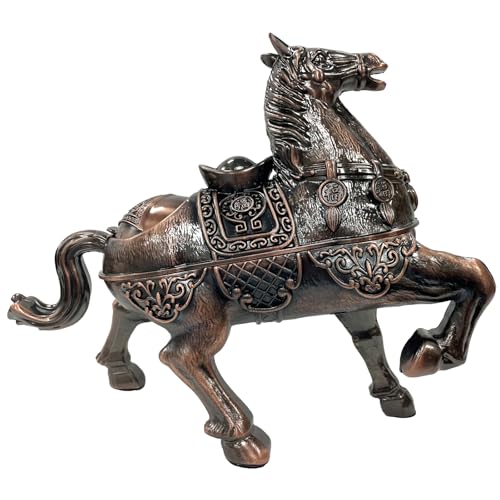 Briskfeel Metal Ornament Galloping Horse Statue Classic Bronze Finish Luxury Home Decor Multi Functional Sculpture for Living Room Office Desk Feng Shui Art (D3 Bronze) - color: D3 Bronze