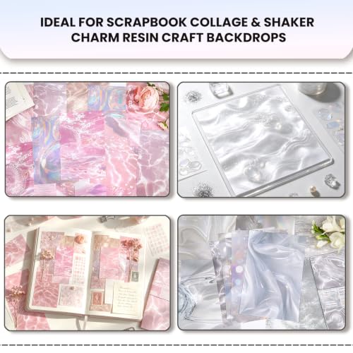 50 Pcs Ripple Scrapbooking Paper, 5 Themes Scrapbook Supplies Kit Textured Paper, Decorative Paper for Junk Journal Supplies，DIY Collage，Decoupage Card Making Supplies，Collage Background - color: Multicolor 105