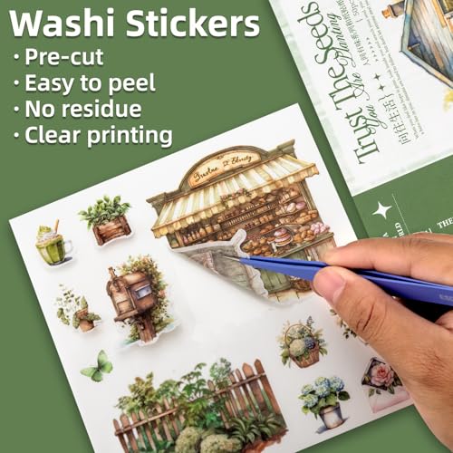Beautiful Garden Theme Sticker Scrapbooking Supplies for Junk Journal, 50 Sheets Washi Stickers - Vintage Journaling Stickers, Ephemera Sticker Book Pre Cut(TZ-005-005) - color: Yearning for a Better Life
